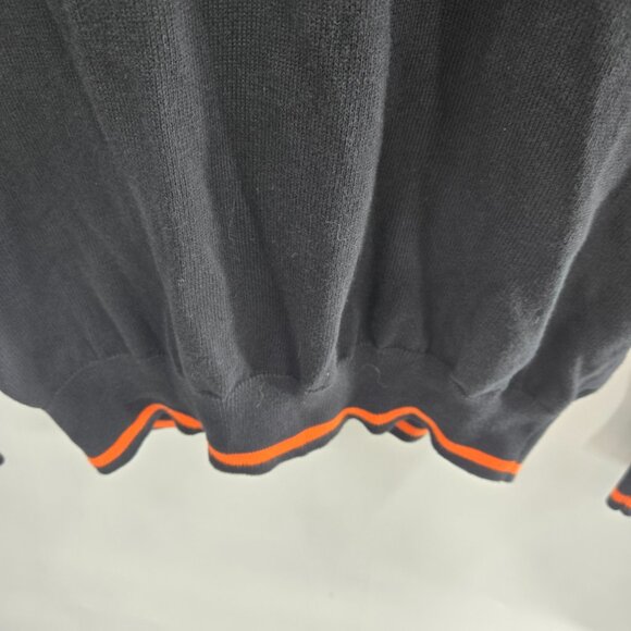 Giorgio Di Mare Yachting LOGO Black Orange Trim V-Neck 100% Cotton Long Sleeve - Picture 4 of 14